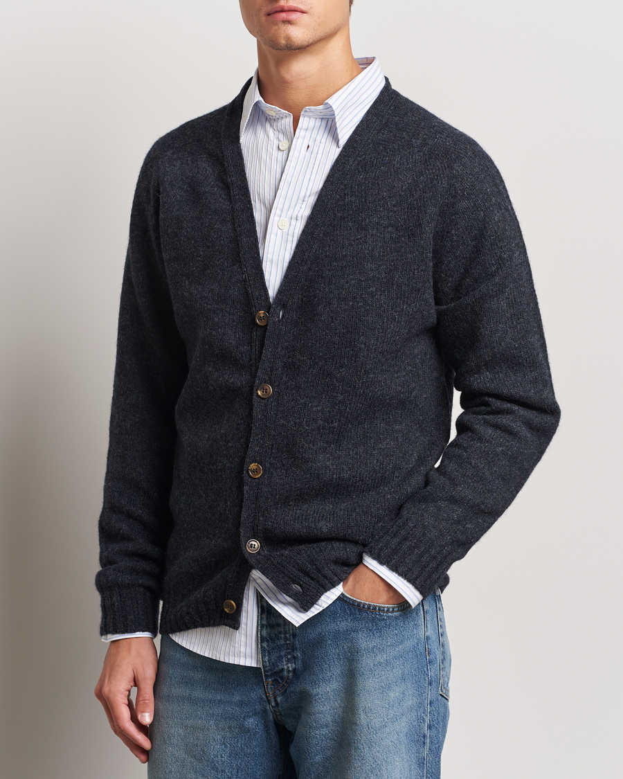 Herre | Trøjer | Harley Of Scotland | Supersoft Lambswool Cardigan Charcoal