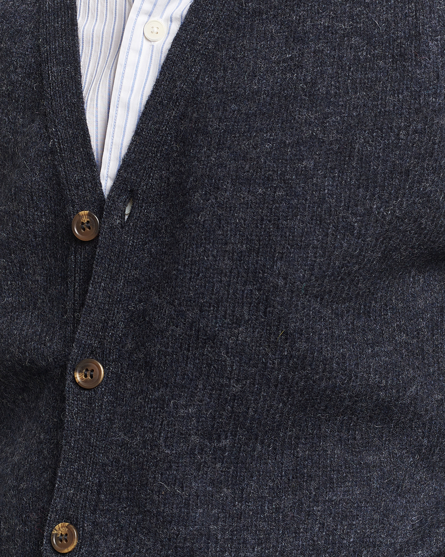 Herre | Trøjer | Harley Of Scotland | Supersoft Lambswool Cardigan Charcoal