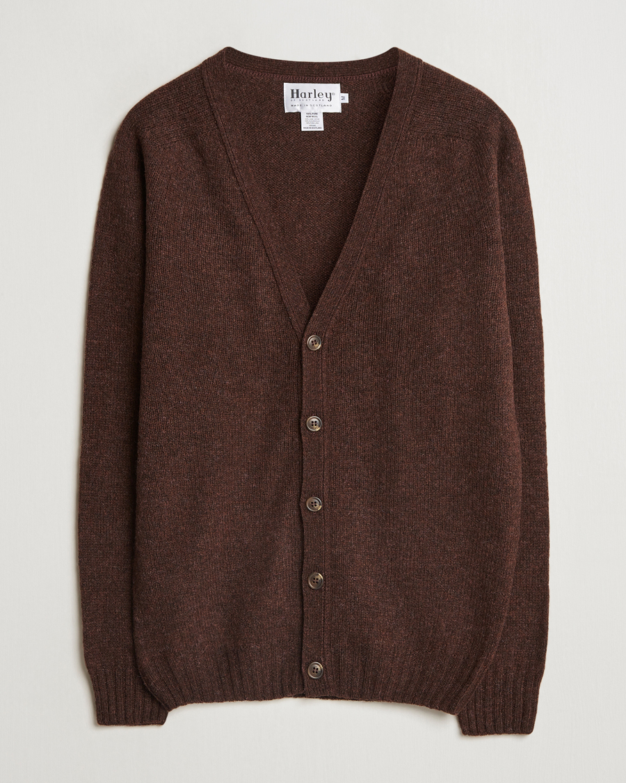 Herre | Trøjer | Harley Of Scotland | Supersoft Lambswool Cardigan Coffee