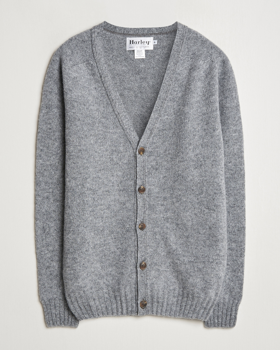 Herre | Trøjer | Harley Of Scotland | Supersoft Lambswool Cardigan Medium Grey