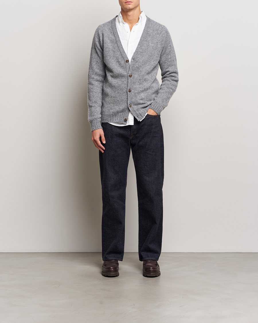 Herre | Trøjer | Harley Of Scotland | Supersoft Lambswool Cardigan Medium Grey
