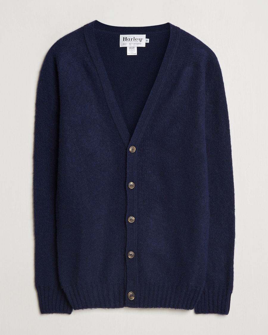 Herre | Trøjer | Harley Of Scotland | Supersoft Lambswool Cardigan Navy