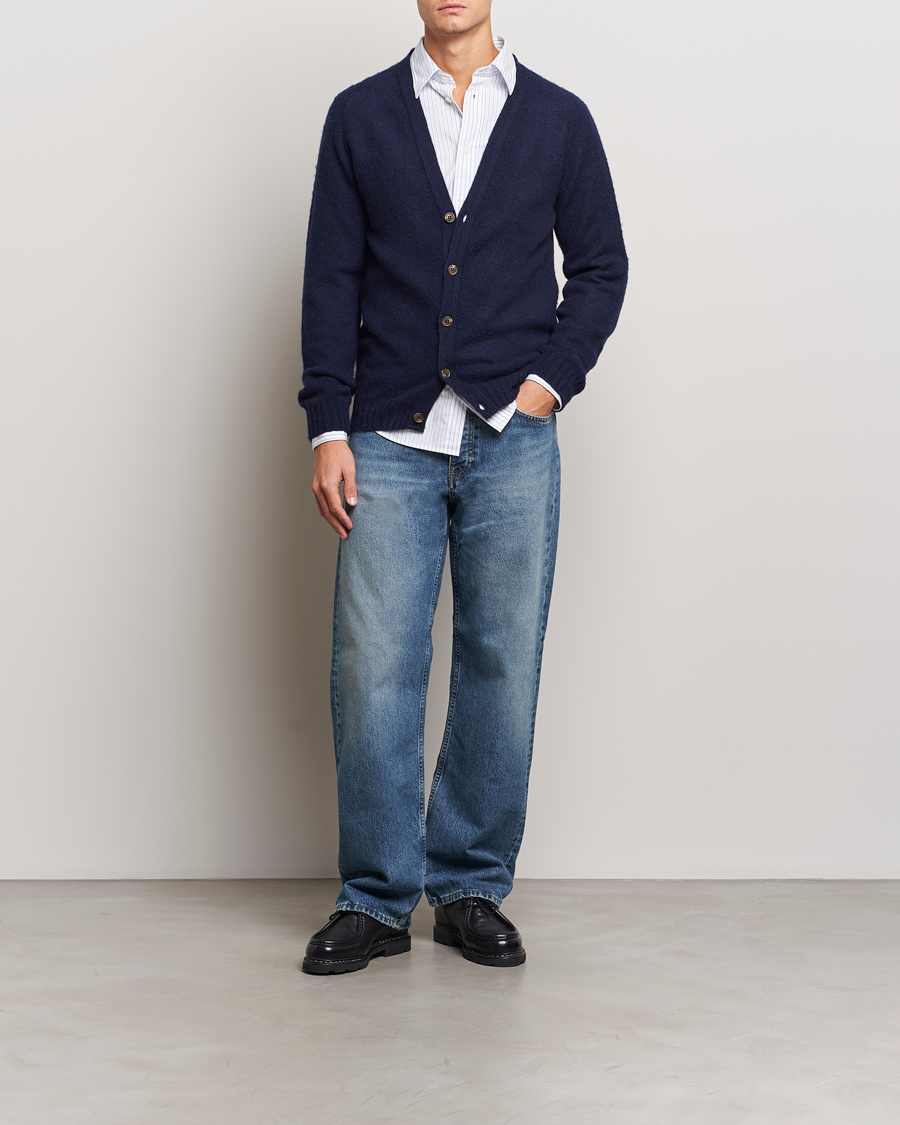 Herre | Trøjer | Harley Of Scotland | Supersoft Lambswool Cardigan Navy
