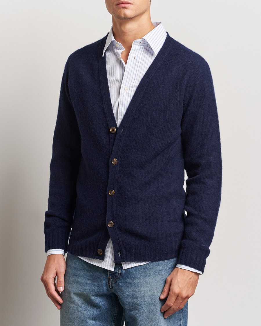 Herre | Trøjer | Harley Of Scotland | Supersoft Lambswool Cardigan Navy