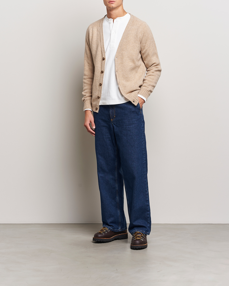 Herre | Trøjer | Harley Of Scotland | Supersoft Lambswool Cardigan Oatmilk