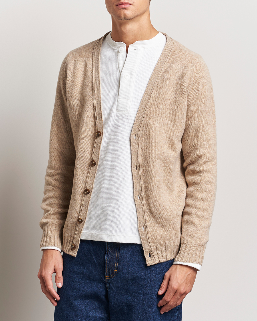 Herre | Trøjer | Harley Of Scotland | Supersoft Lambswool Cardigan Oatmilk