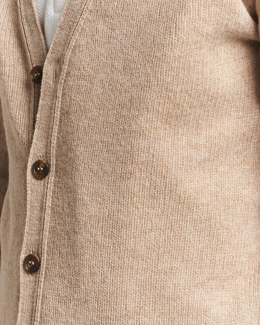Herre | Trøjer | Harley Of Scotland | Supersoft Lambswool Cardigan Oatmilk