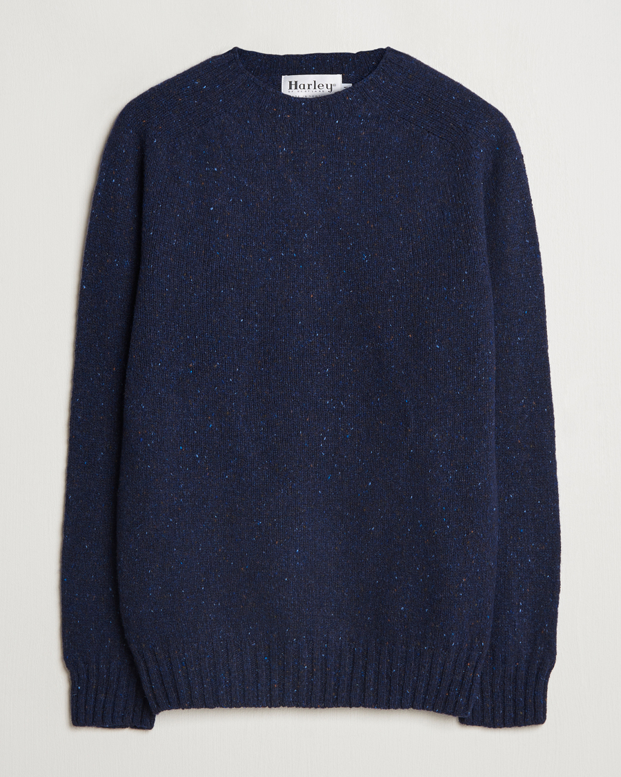 Herre | Trøjer | Harley Of Scotland | Donegal Wool Crewneck Jura Blue