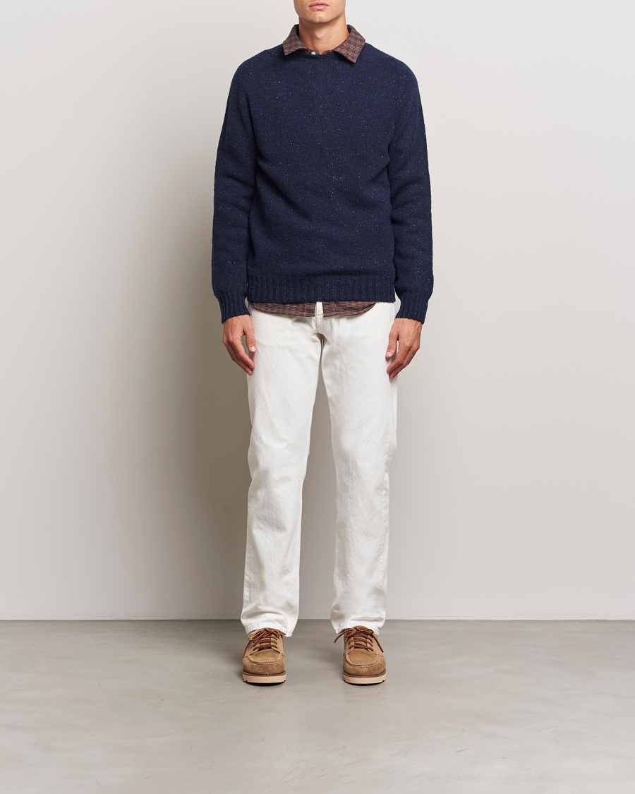 Herre | Trøjer | Harley Of Scotland | Donegal Wool Crewneck Jura Blue
