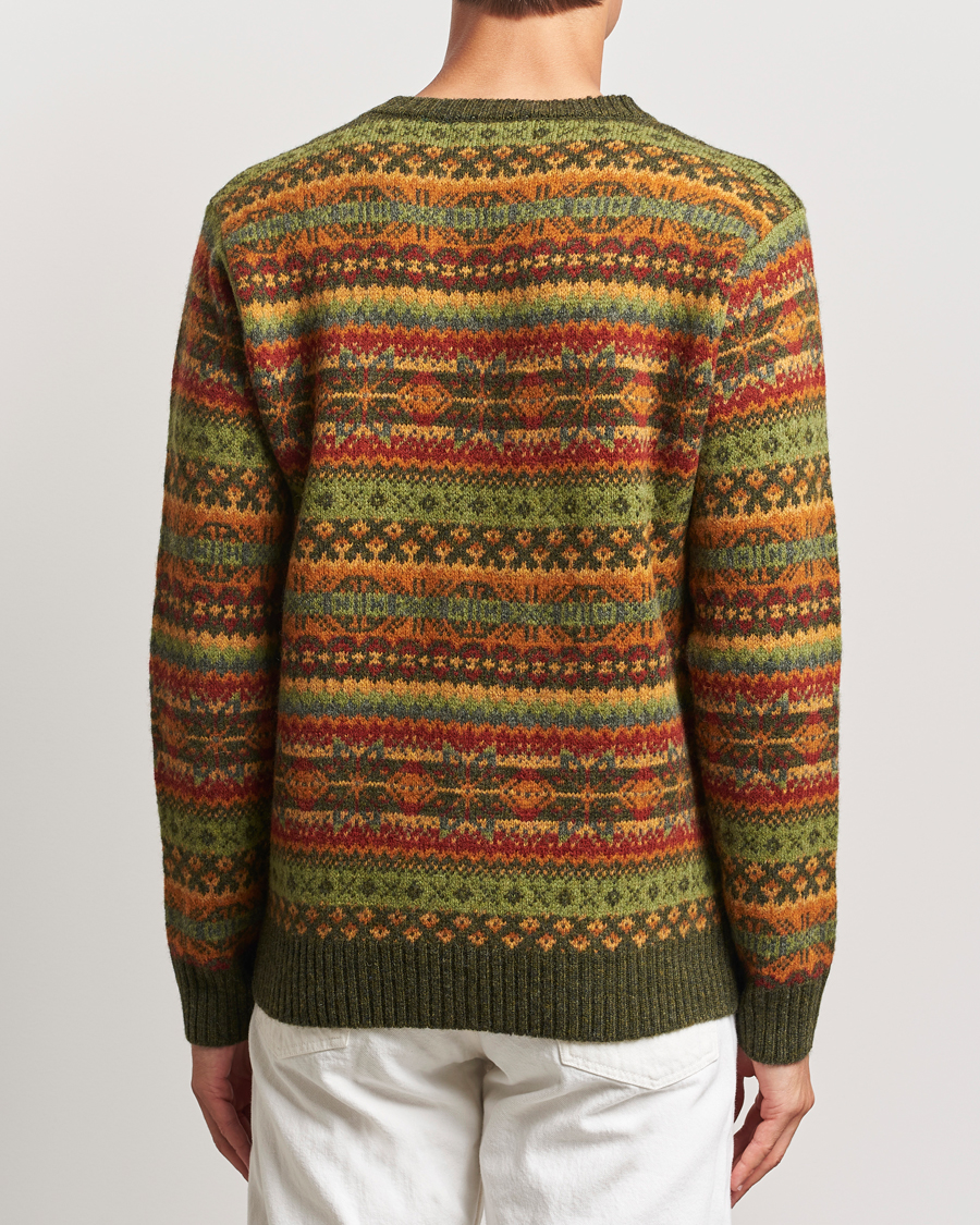 Herre | Trøjer | Harley Of Scotland | Supersoft Lambswool Fairisle Crewneck Green