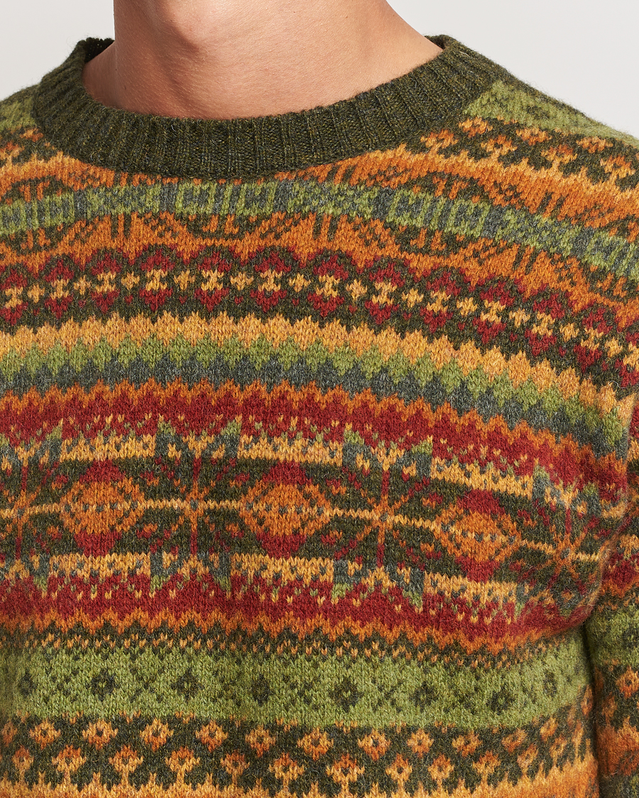 Herre | Trøjer | Harley Of Scotland | Supersoft Lambswool Fairisle Crewneck Green