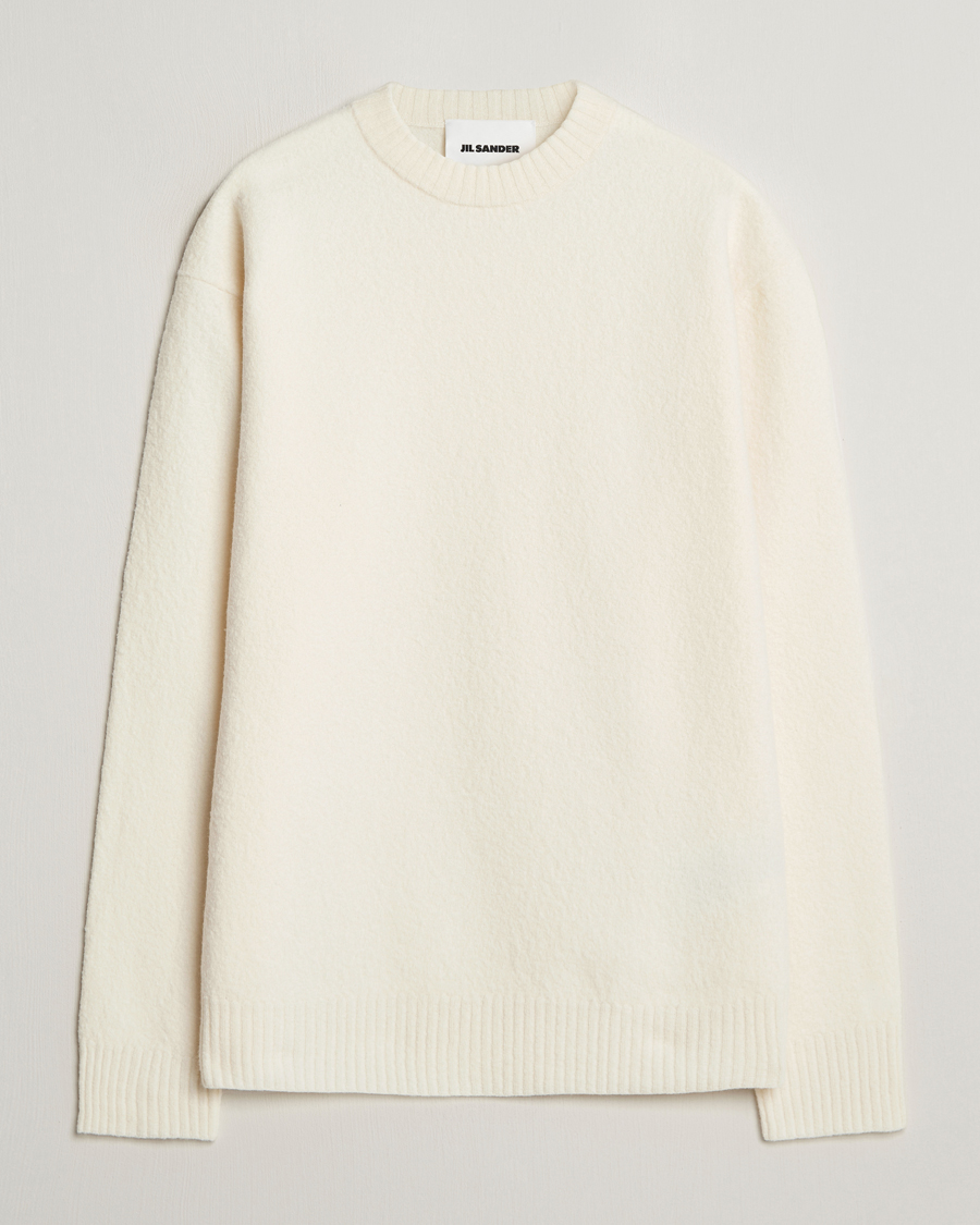 Herre | Trøjer | Jil Sander | Boiled Merino Round Neck Sweater Off White