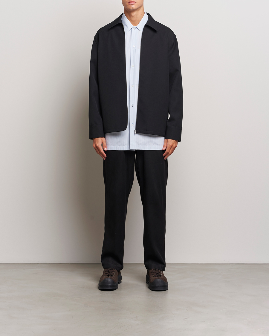 Herre | Skjorter | Jil Sander | Wool Gabardine Zip Shirt Black