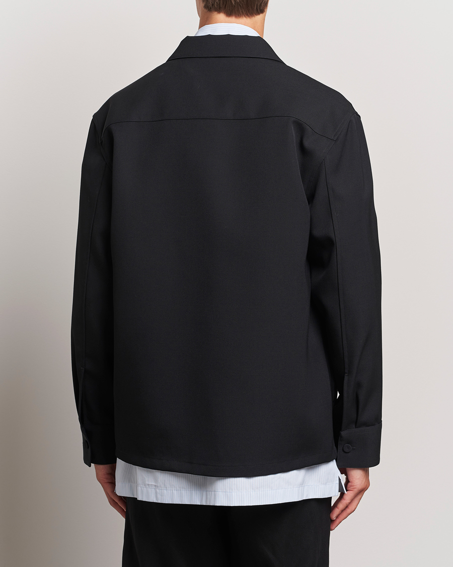 Herre | Skjorter | Jil Sander | Wool Gabardine Zip Shirt Black