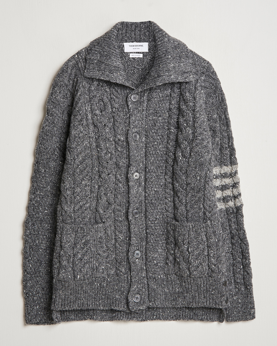 Herre | Trøjer | Thom Browne | Donegal Cable Cardigan Medium Grey