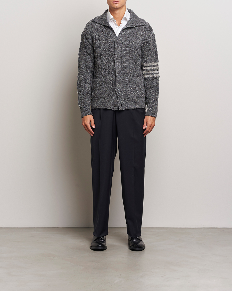 Herre | Trøjer | Thom Browne | Donegal Cable Cardigan Medium Grey