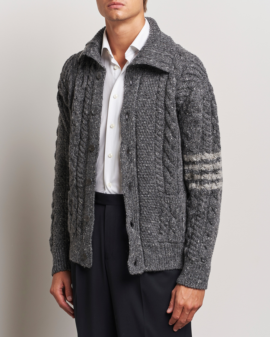 Herre | Trøjer | Thom Browne | Donegal Cable Cardigan Medium Grey