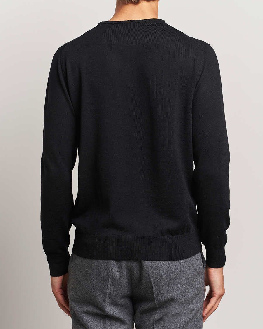 Herre | Trøjer | Morgano | Extra Fine Merino Wool Crewneck Black