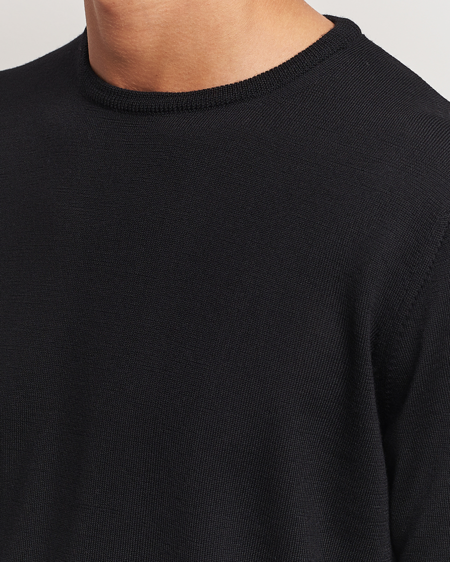 Herre | Trøjer | Morgano | Extra Fine Merino Wool Crewneck Black