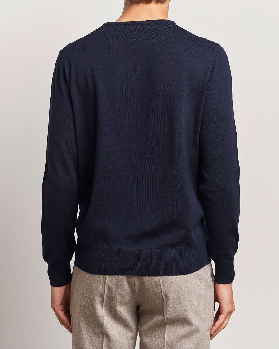 Herre | Trøjer | Morgano | Extra Fine Merino Wool Crewneck Navy
