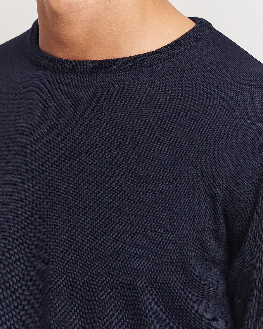 Herre | Trøjer | Morgano | Extra Fine Merino Wool Crewneck Navy