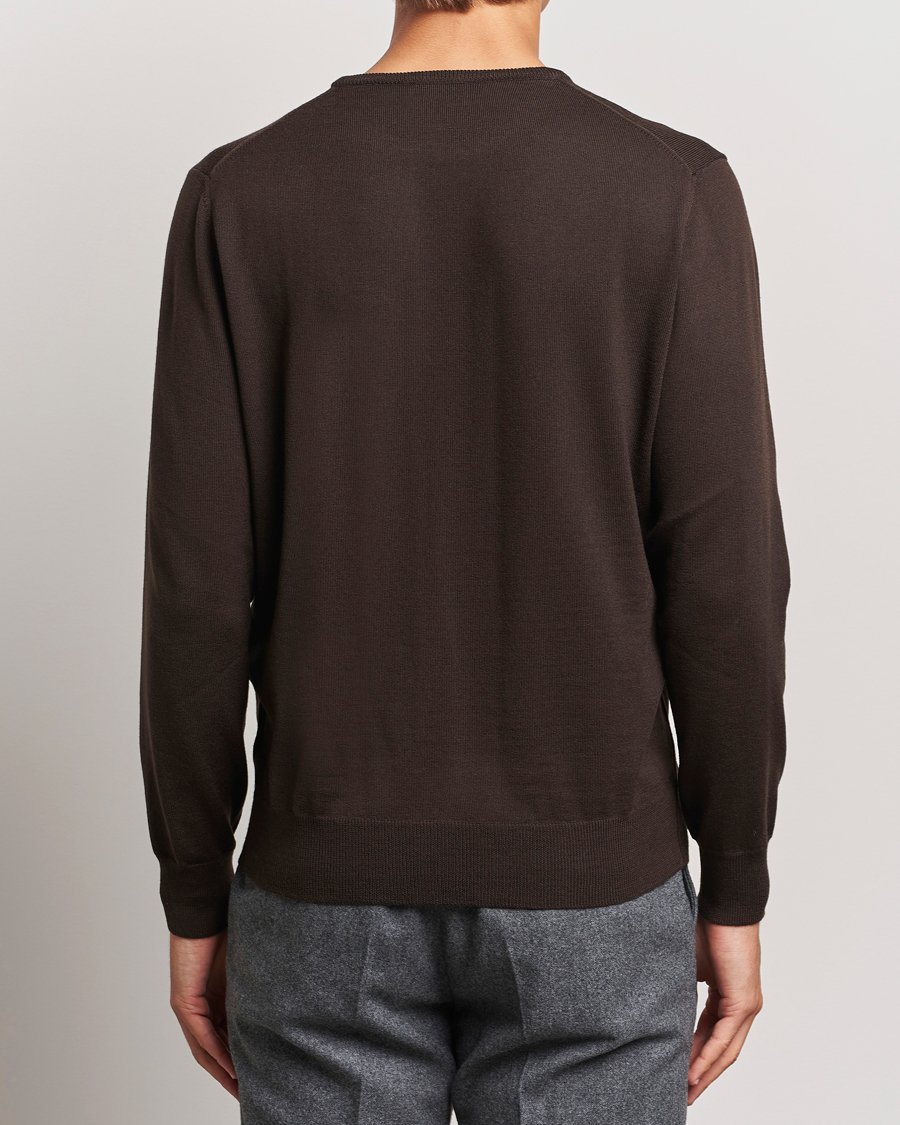 Herre | Trøjer | Morgano | Extra Fine Merino Wool Crewneck Dark Brown