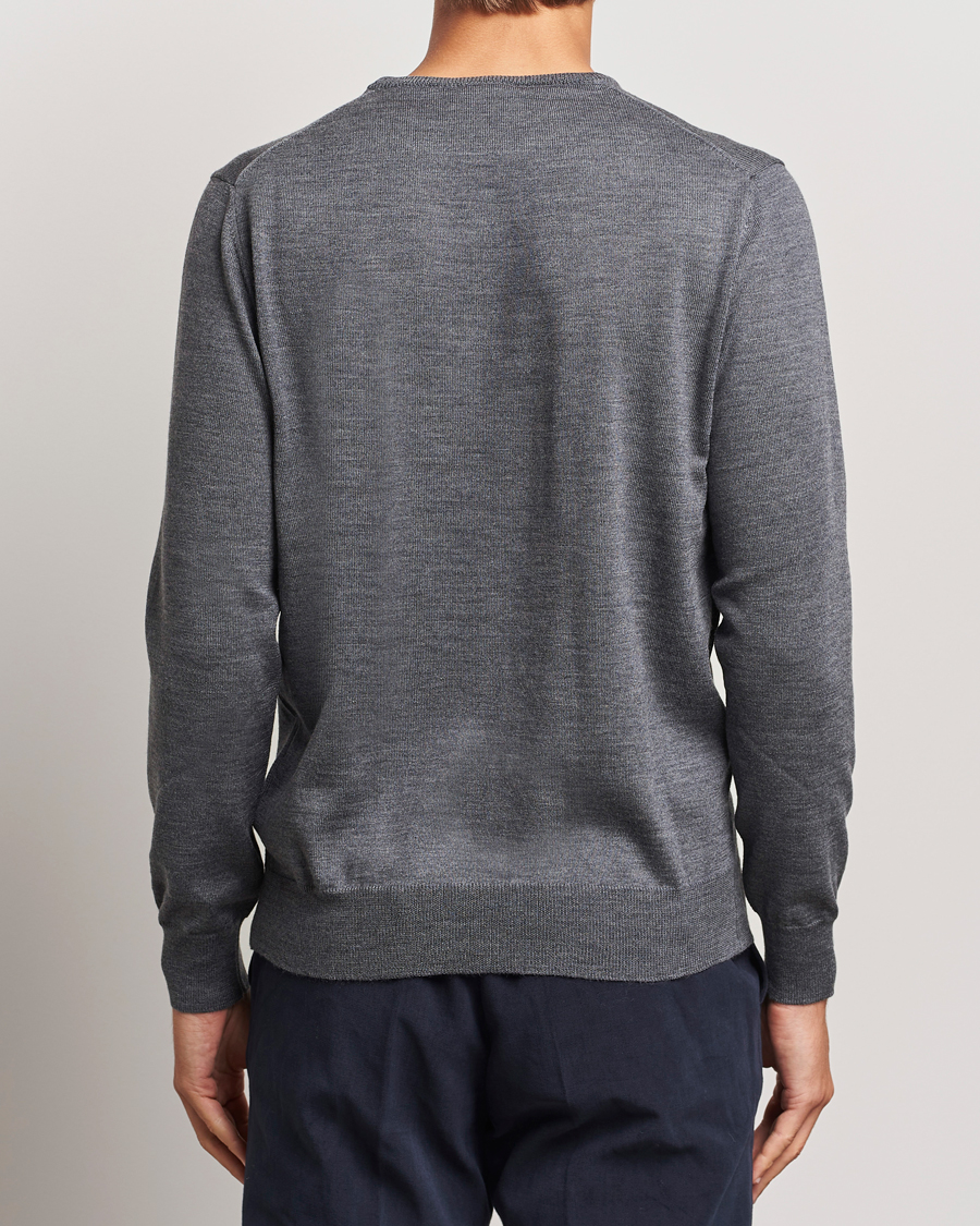 Herre | Trøjer | Morgano | Extra Fine Merino Wool Crewneck Mid Grey