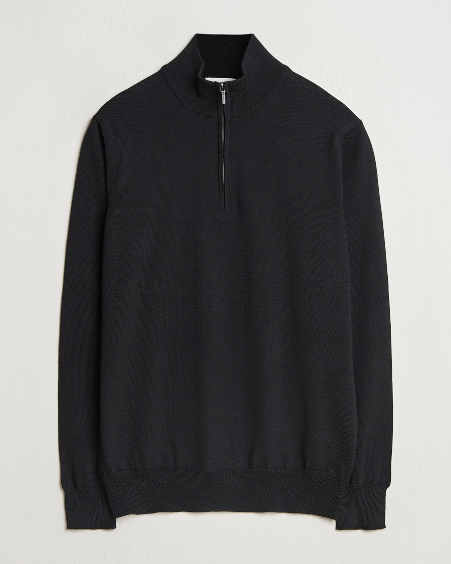 Herre | Trøjer | Morgano | Extra Fine Merino Wool Half-Zip Black