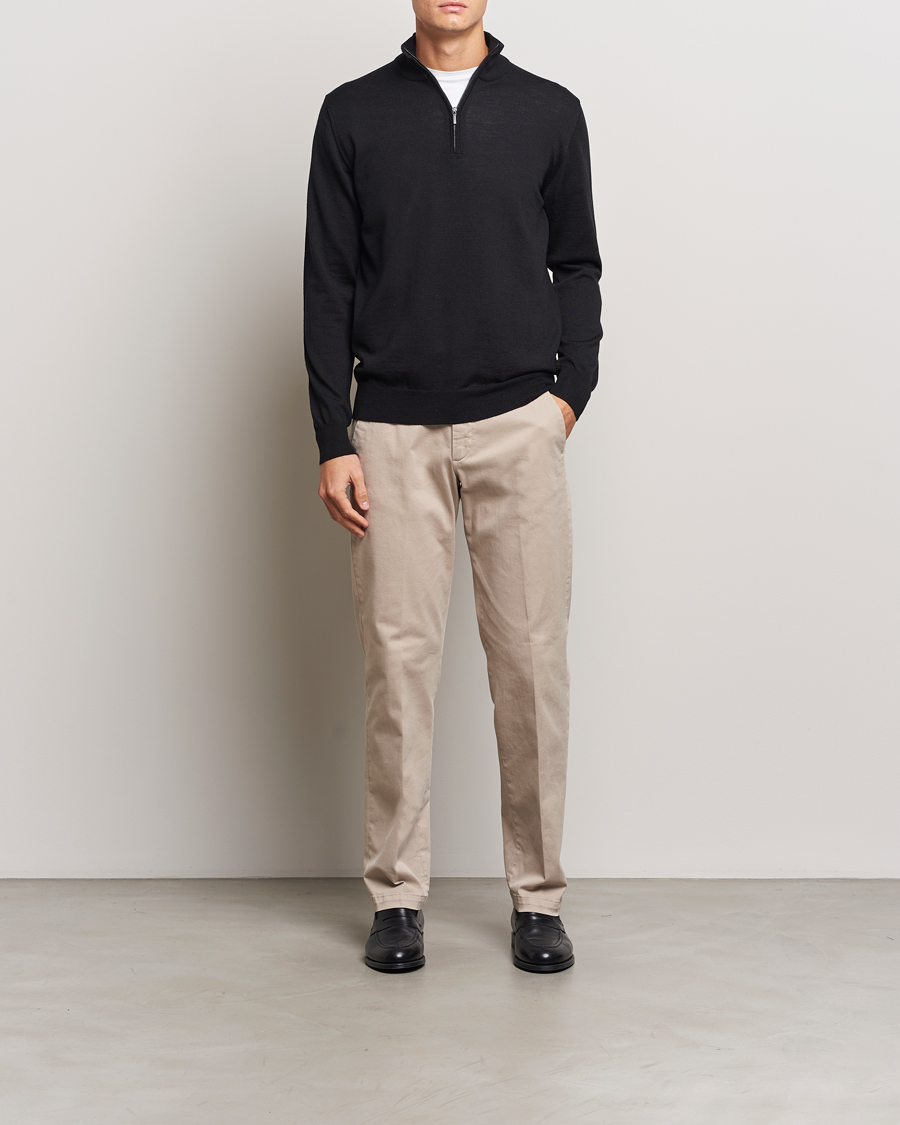 Herre | Trøjer | Morgano | Extra Fine Merino Wool Half-Zip Black
