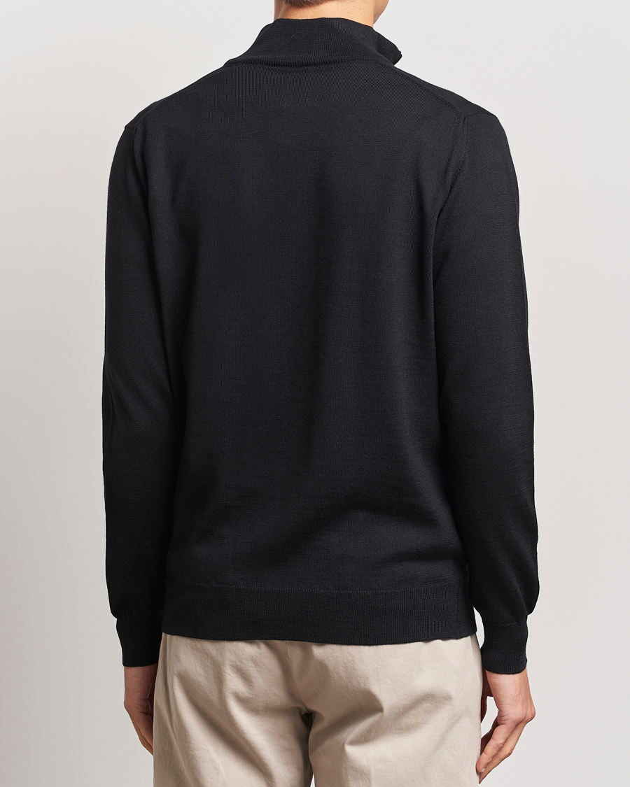 Herre | Trøjer | Morgano | Extra Fine Merino Wool Half-Zip Black