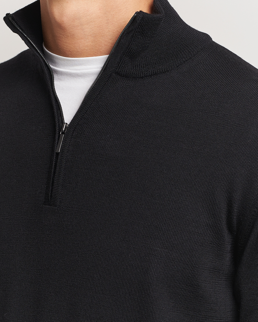 Herre | Trøjer | Morgano | Extra Fine Merino Wool Half-Zip Black