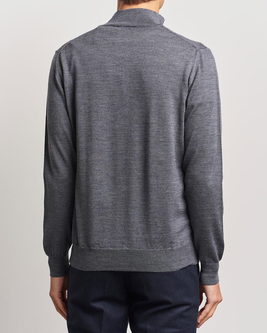 Herre | Trøjer | Morgano | Extra Fine Merino Wool Half-Zip Mid Grey