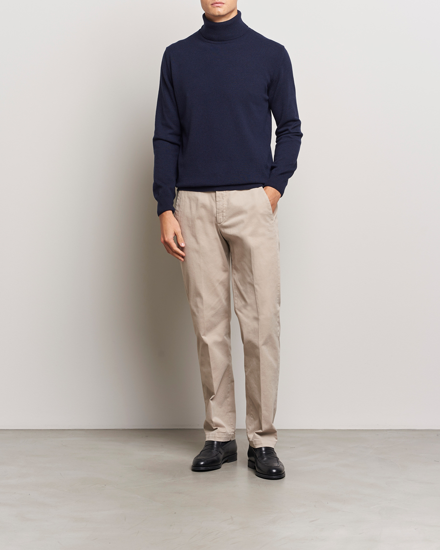 Herre | Trøjer | Morgano | Wool/Cashmere Rollneck Navy