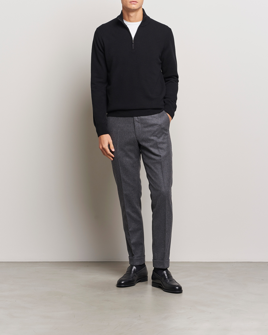 Herre | Trøjer | Morgano | Wool/Cashmere Half-Zip Black