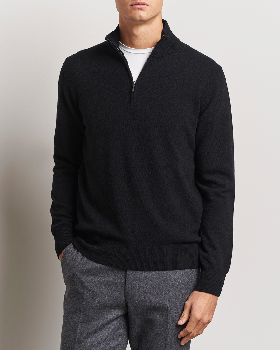 Herre | Trøjer | Morgano | Wool/Cashmere Half-Zip Black
