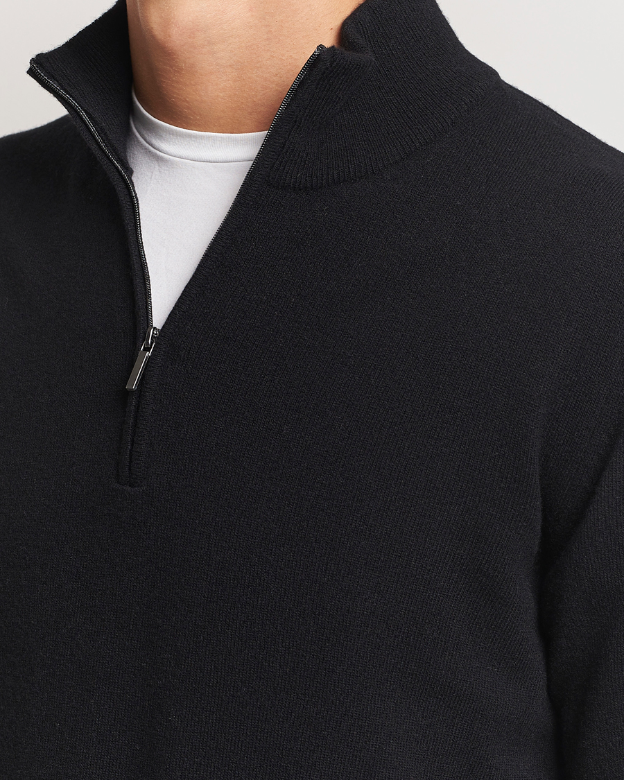 Herre | Trøjer | Morgano | Wool/Cashmere Half-Zip Black