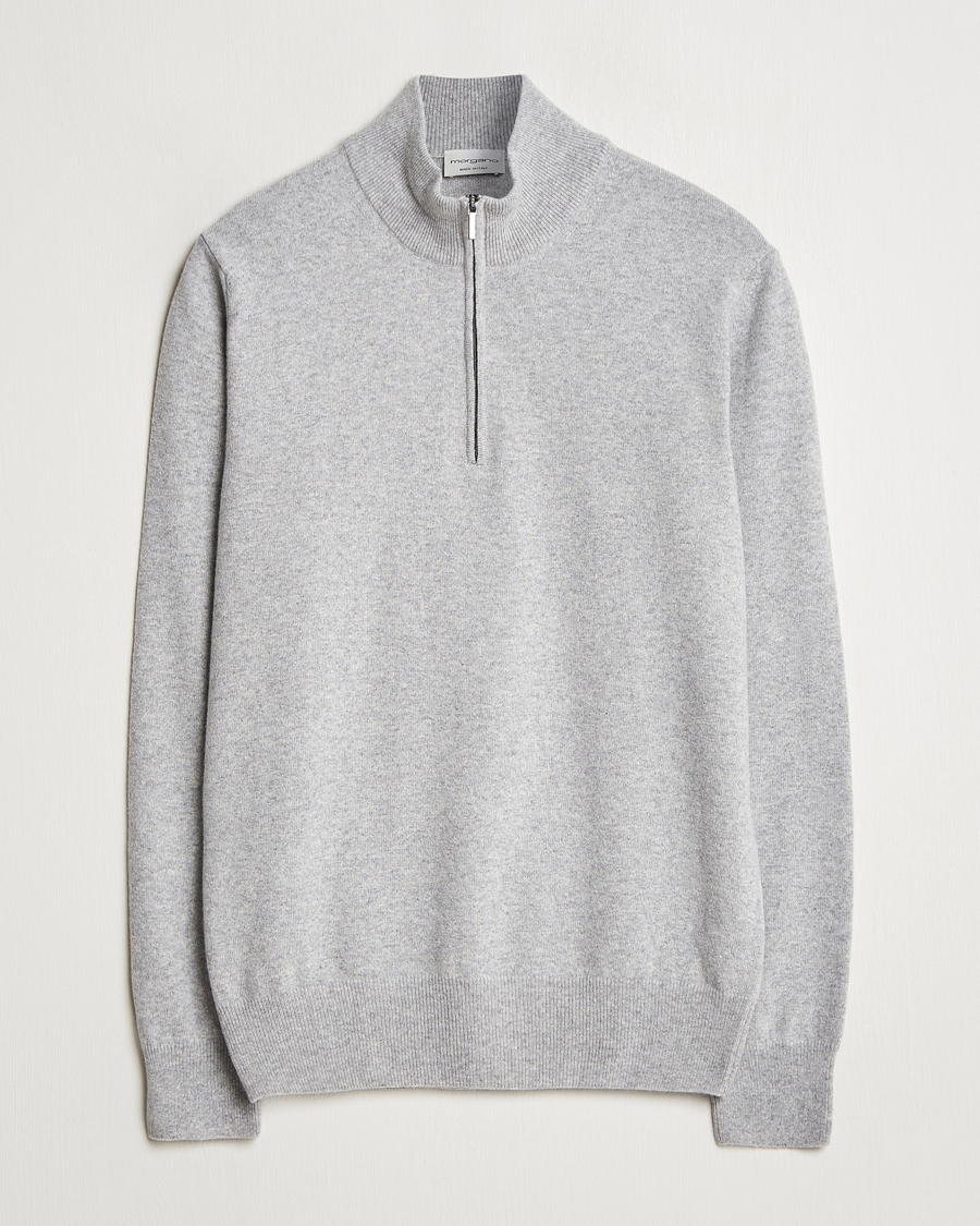 Herre | Trøjer | Morgano | Wool/Cashmere Half-Zip Mid Grey