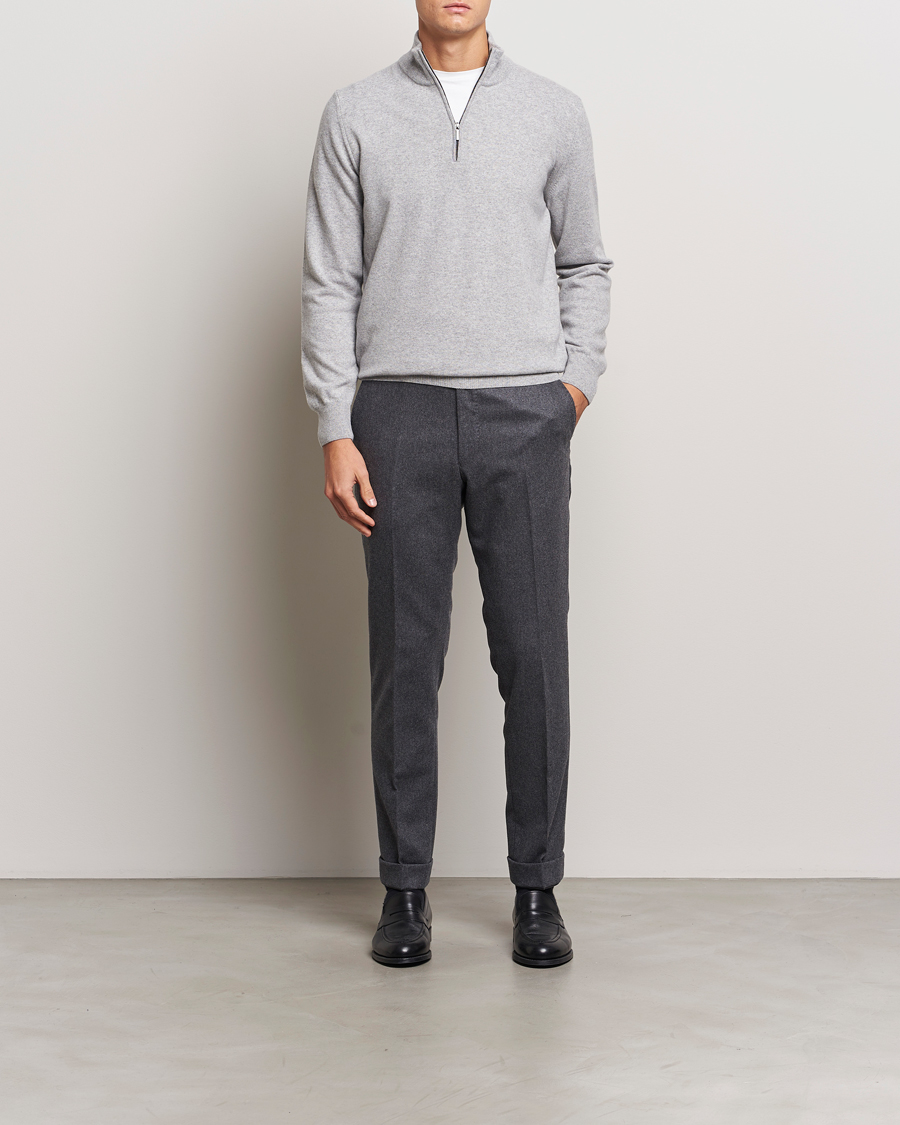 Herre | Trøjer | Morgano | Wool/Cashmere Half-Zip Mid Grey