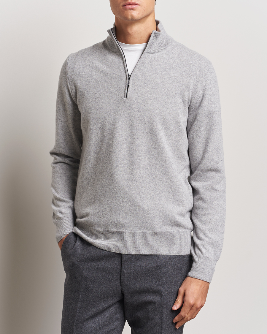 Herre | Trøjer | Morgano | Wool/Cashmere Half-Zip Mid Grey