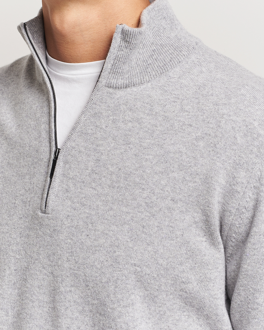 Herre | Trøjer | Morgano | Wool/Cashmere Half-Zip Mid Grey