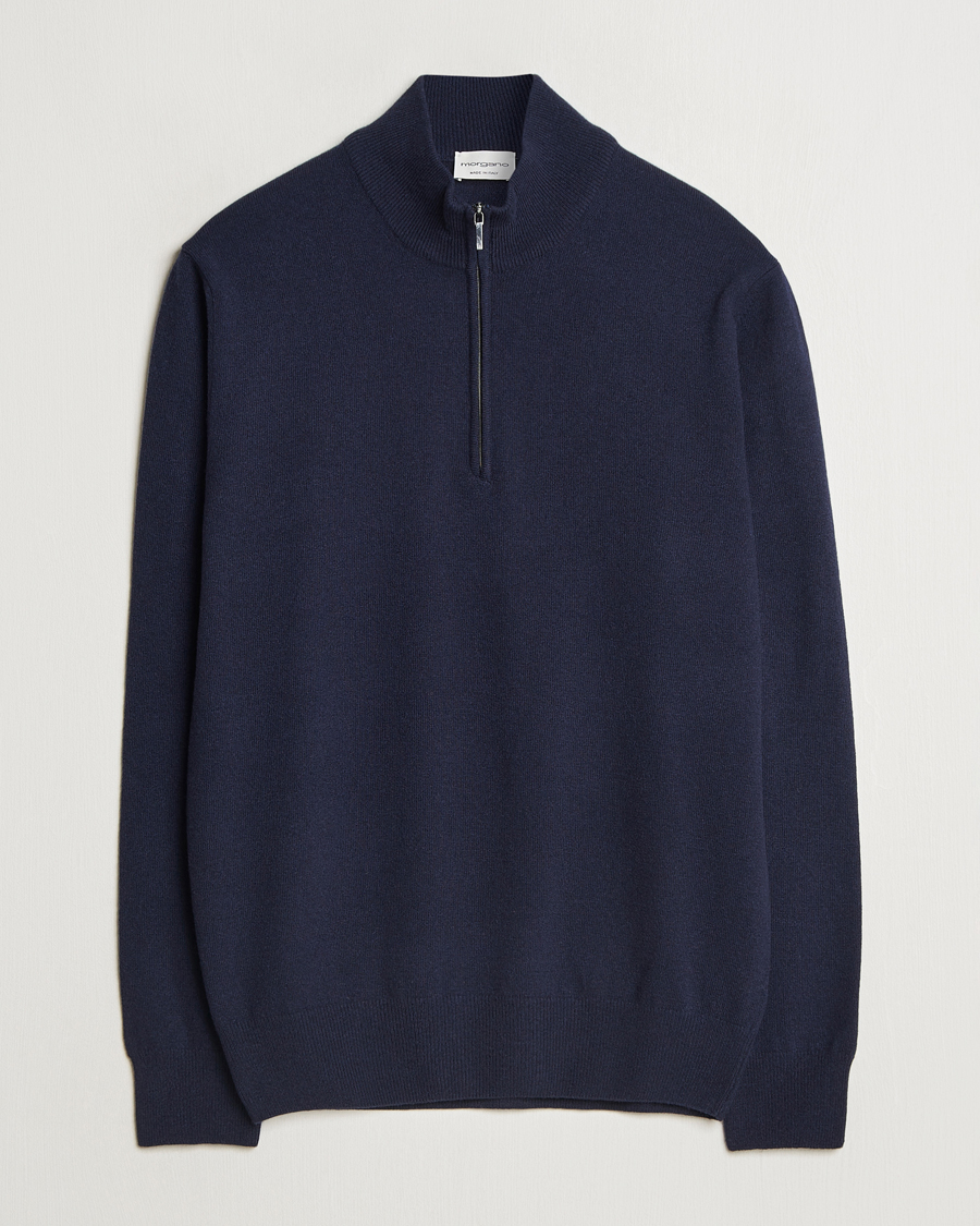Herre | Trøjer | Morgano | Wool/Cashmere Half-Zip Navy