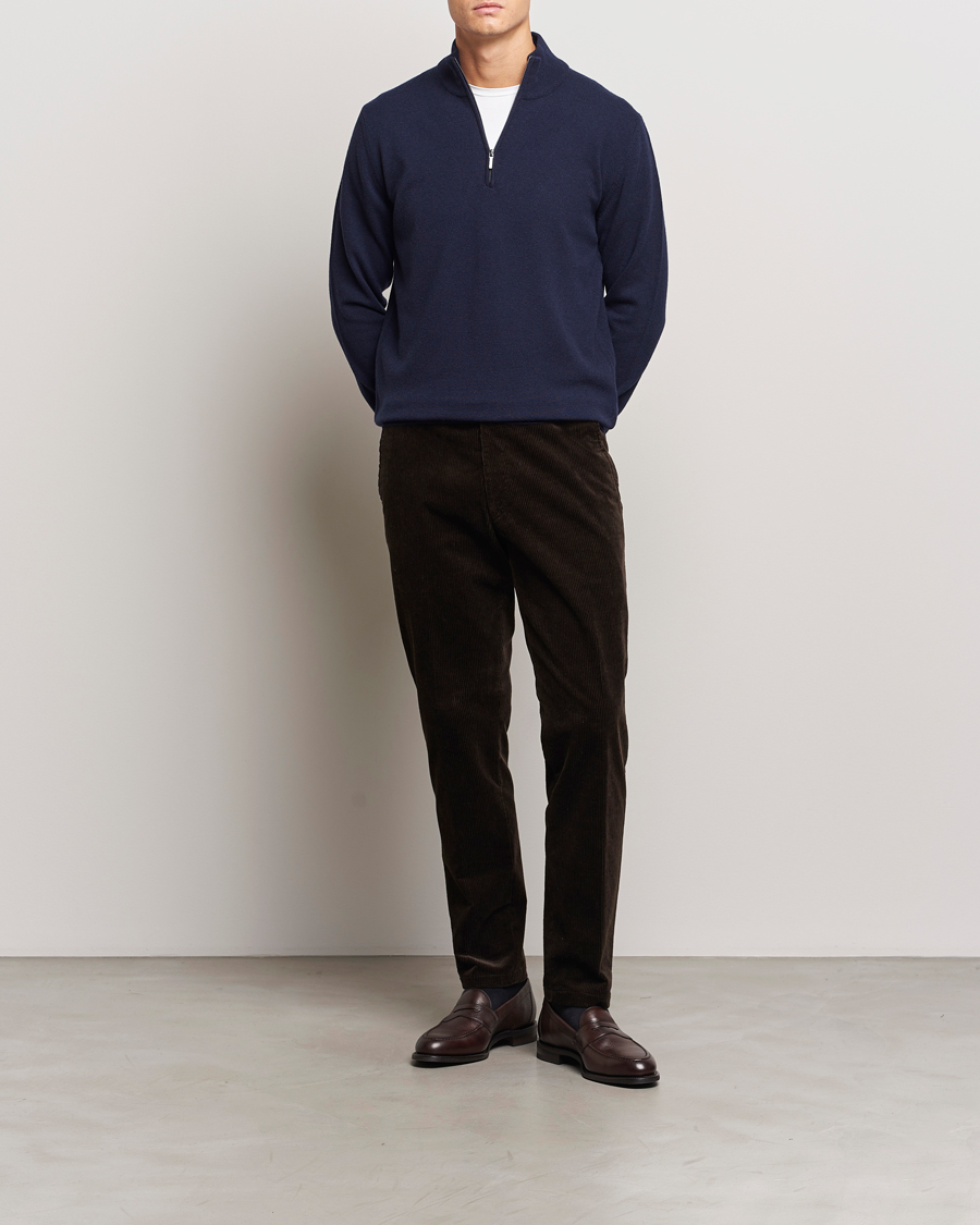 Herre | Trøjer | Morgano | Wool/Cashmere Half-Zip Navy