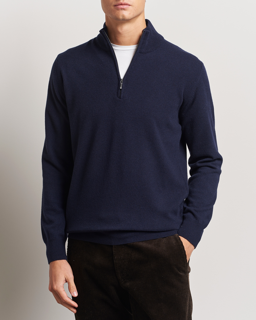 Herre | Trøjer | Morgano | Wool/Cashmere Half-Zip Navy