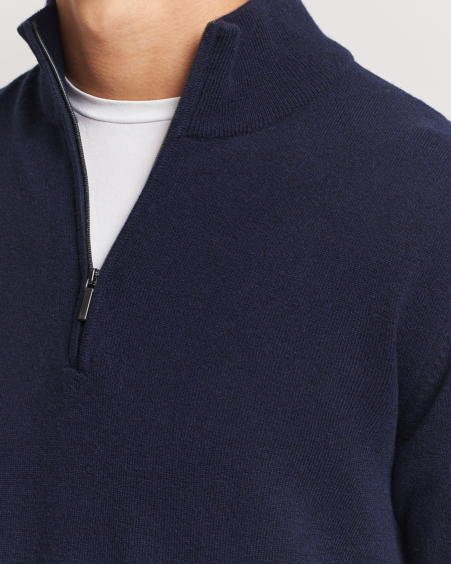 Herre | Trøjer | Morgano | Wool/Cashmere Half-Zip Navy