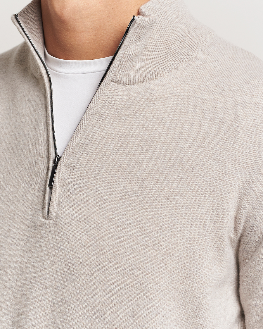 Herre | Trøjer | Morgano | Wool/Cashmere Half-Zip Beige