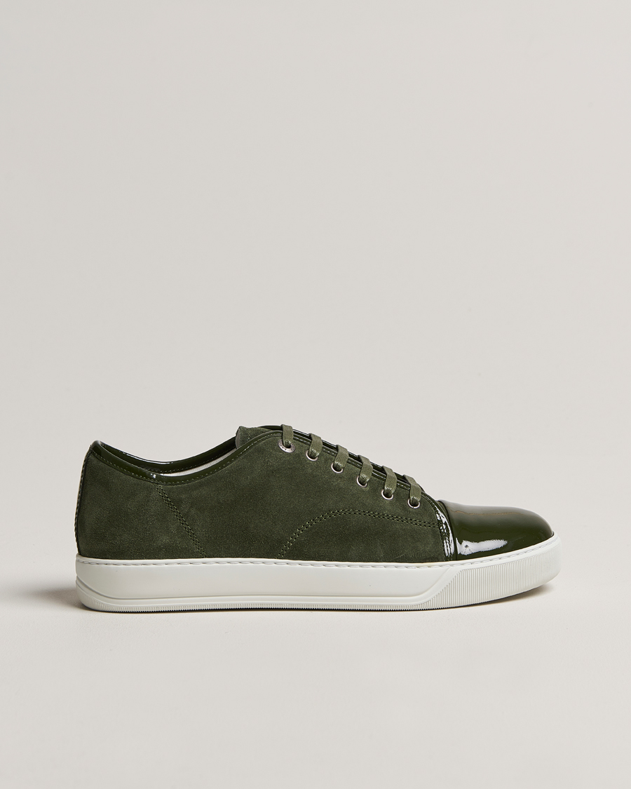 Herre | Lanvin Patent Cap Toe Sneaker Olive | Lanvin | Patent Cap Toe Sneaker Olive