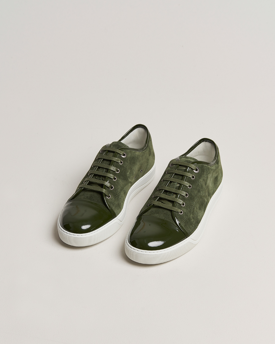 Herre | Luxury Brands | Lanvin | Patent Cap Toe Sneaker Olive