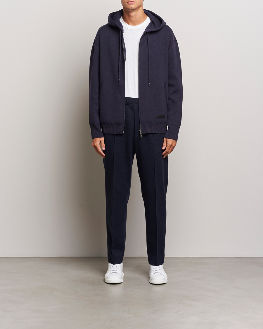 Herre | Trøjer | Lanvin | Merino Full Zip Hoodie Japanese Ink