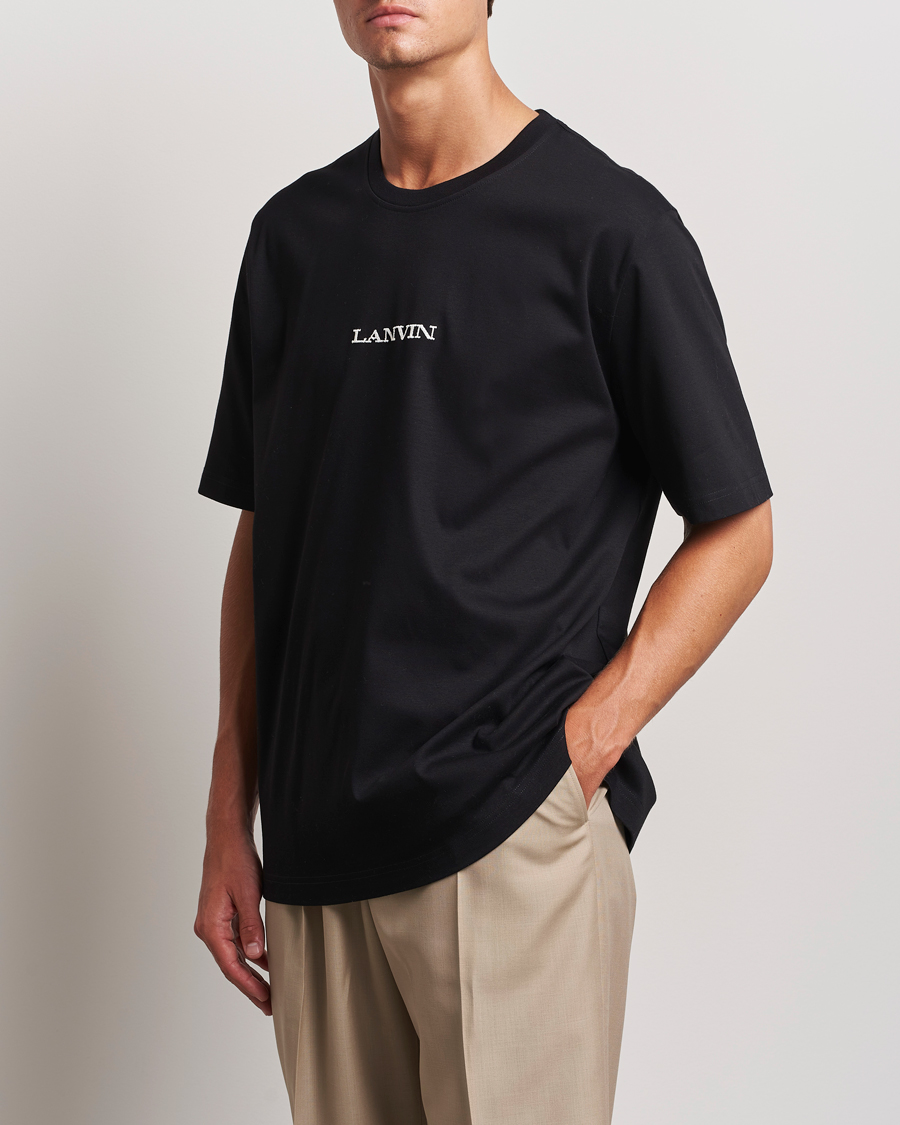 Herre | T-Shirts | Lanvin | Embroidered Logo T-Shirt Black