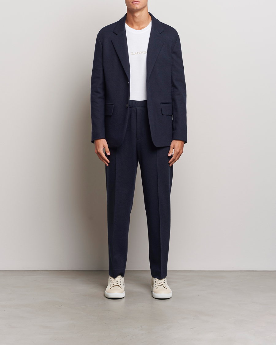 Herre | Bukser | Lanvin | Wool Drawstring Trousers Navy
